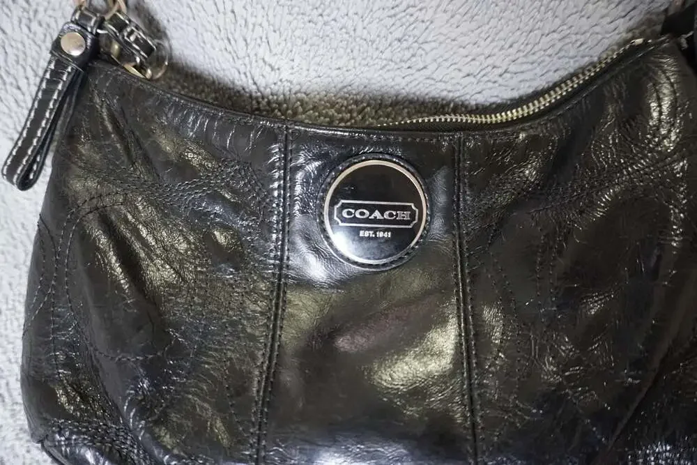 Coach F15141 Soho Black Leather Small Hobo Bag